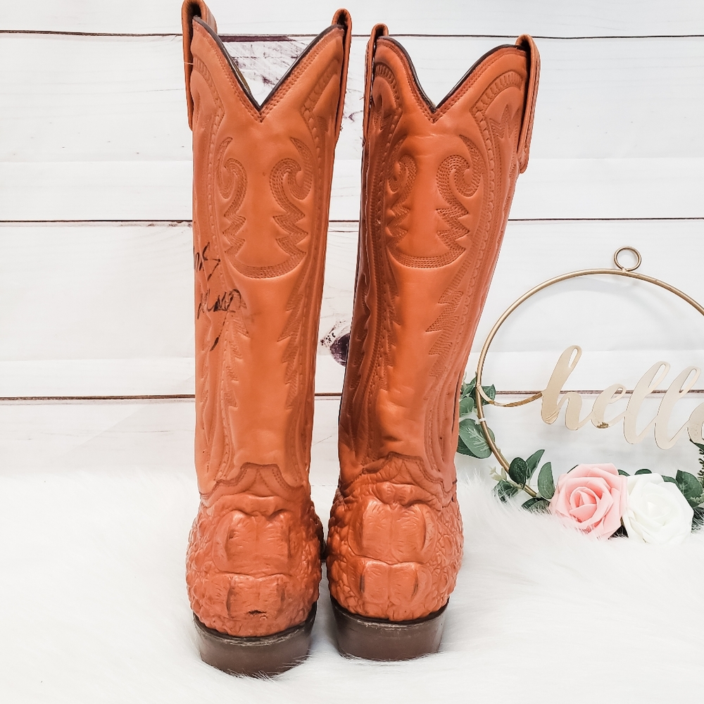 Vintage Rudel Leather Crocodile Print Boots - Picture 5 of 8